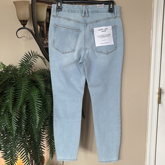 NWT Good American Good Legs Crop Button Fly Skinny Jeans Stretch Sculpting Light - Picture 4 of 16